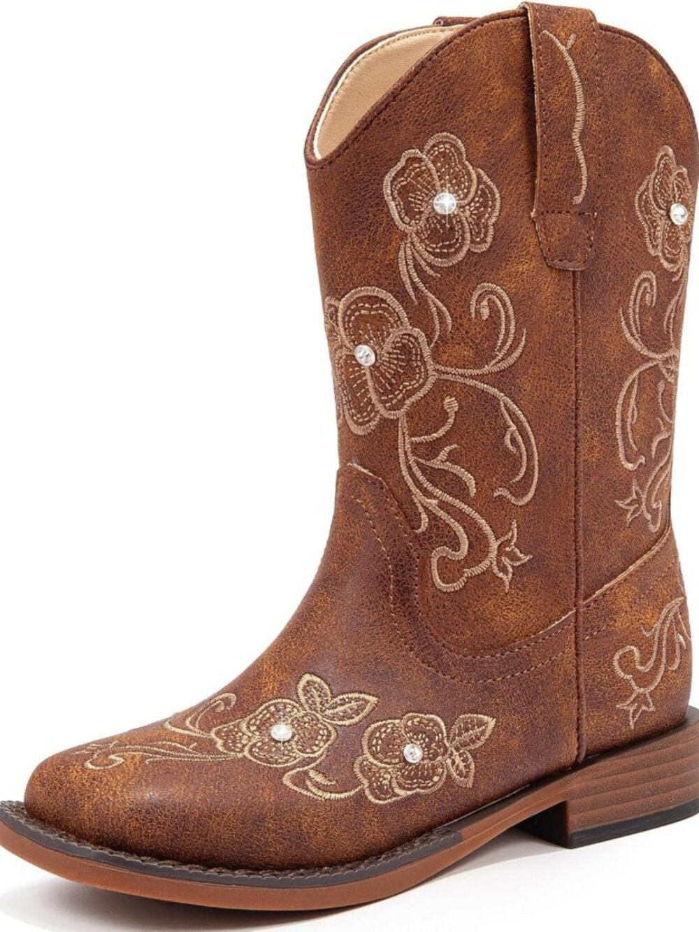 Girls Western Cowboy Boots with Floral Design for Little & Big Kids